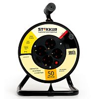 Удлинитель на катушке Stekker Standart  STD01-40-50 4-х местный с/з ПВСбм 3*1, оранжевый, 16А, IP40, 50м