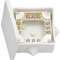 Коробка распаячная ОП 80×80×50 мм IP44 с клемными колодками белая Bylectrica КМ-222