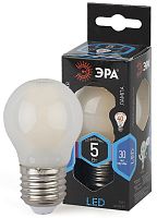 Лампочка светодиодная ЭРА F-LED P45-5W-840-E27 frost Е27 / Е27 5Вт филамент шар матовый нейтральный 