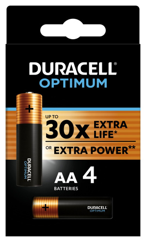 Батарейки Duracell 5014061 АА алкалиновые 1,5v 4 шт. LR6-4BL Optimum фото 2