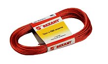 Трос стальной в ПВХ оплетке d=2,0мм, красный (моток 20м) REXANT