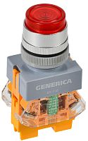Кнопка D7-11D d22мм 1з+1р с подсветкой красн. GENERICA BBT50-11D-3-12-K04-G