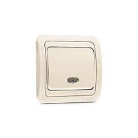 Выключатель 1-кл. СП Mimoza 10А IP20 с подсветкой крем./крем. Makel 25021