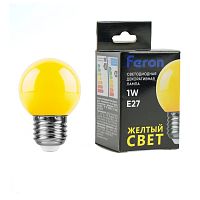 Лампа светодиодная, (1W) 230V E27 желтый G45, LB-37 FERON