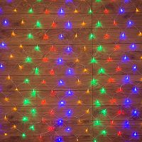 Гирлянда Сеть 1,5х1,5м, прозрачный ПВХ, 96 LED Мультиколор