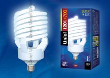 Лампа энергосберегающая Uniel ESL-S23-120/6400/E27 обладает цоколем E27 и мощностью 120 вт. Цвет свечения: холодный белый