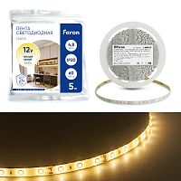 Лента светодиодная, 60SMD(2835)/м 4.8Вт/м 12V 5м 3000К , LS603 FERON
