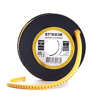 Кабель-маркер "1" для провода сеч.2,5мм , желтый, CBMR25-1 (1000шт в упак) STEKKER