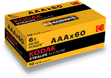 Батарейки Kodak LR03-60 (4S) colour box XTRALIFE Alkaline [K3A-60] (60/1200/38400)