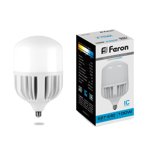 Лампа светодиодная, (100W) 230V Е27-E40 6400K T160, LB-65 FERON