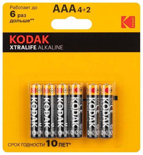 Батарейки Kodak LR03-4+2BL XTRALIFE Alkaline (120/480)