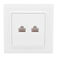 Розетка компьютерная + телефонная 2-м СП Минск RJ45 + Phone бел. Basic EKF ERK00-135-10