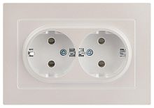Розетка Intro Accent 6-205-06 , 2X2P+E Schuko, 16А-250В, IP20, СУ, AL/CU, перламутр