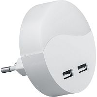 Светильник-ночник c USB выходами 0,45W 230V круг, белый FN1122 FERON