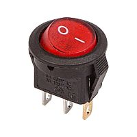 Выключатель клавишный круглый 250V 3А (3с) ON-OFF красный с подсветкой Micro (RWB-106, SC-214) REXAN