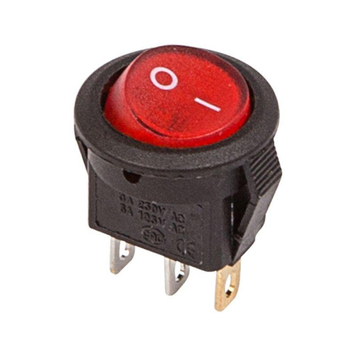 Выключатель клавишный круглый 250V 3А (3с) ON-OFF красный с подсветкой Micro (RWB-106, SC-214) REXAN