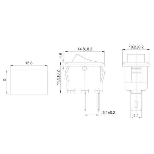 Выключатель клавишный 250V 3А (2с) ON-OFF черный  Micro  (RWB-101)  REXANT фото 2