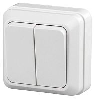 Выключатель Intro Quadro 2-104-01 двухклавишный 10А-250В, IP20, ОУ, белый
