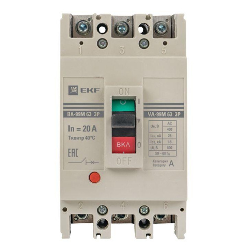 Выключатель автоматический ВА-99М 63/20А 3P 25кА EKF PROxima mccb99-63-20m фото 3