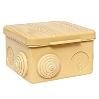 Коробка распаячная КМР-030-031 с крышкой (80х80х50) 7 мембранных вводов светлое дерево IP54 E