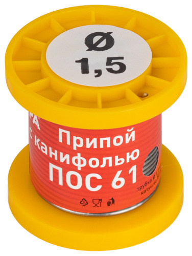PL-PR1,5-50  Припой ЭРА с канифолью для пайки ПОС 61 трубка O 1.5 мм, катушка 50 гр фото 3