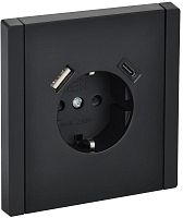 Розетка FORTE&PIANO FP147 16А USB A+C 18Вт с заземл. защ. штроки винт. крепл. черн. IEK FP-R14-16-U22-018-K02