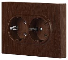 Розетка Intro Accent 6-205-10 , 2X2P+E Schuko, 16А-250В, IP20, СУ, AL/CU, венге