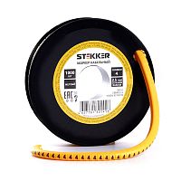 Кабель-маркер "4" для провода сеч.4мм , желтый, CBMR40-4 (500шт в упак) STEKKER