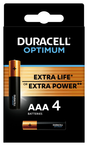 Батарейки Duracell 5014062 ААА алкалиновые 1,5v 4 шт. LR03-4BL Optimum фото 2