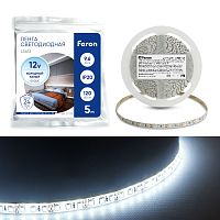 Лента светодиодная, 120SMD(2835)/m 9.6W/m 12V 5m 6500К, LS612 FERON