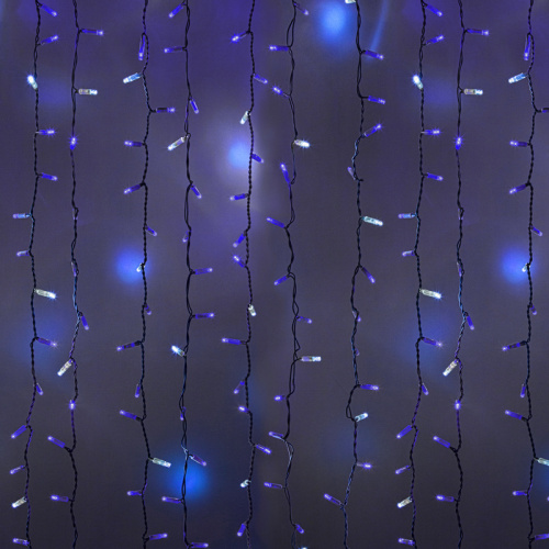 Гирлянда светодиодная Занавес 2х3м 600 LED СИНИЙ белый ПВХ IP65 эффект мерцания 230В  нужен блок 303-500-1 NEON-NIGHT