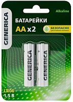 Элемент питания алкалиновый AA/LR6 Alkaline (блист.2шт) GENERICA ABT-LR06-ST-L02-G