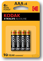 Батарейки Kodak LR03-4BL XTRALIFE Alkaline [K3A-4]