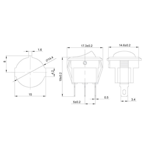 Выключатель клавишный круглый 250V 3А (3с) ON-OFF красный с подсветкой Micro (RWB-106, SC-214) REXAN фото 2