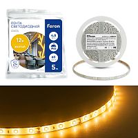 Лента светодиодная, 60SMD(2835)/m 4.8W/m 12V IP65 5m желтый , LS604 FERON