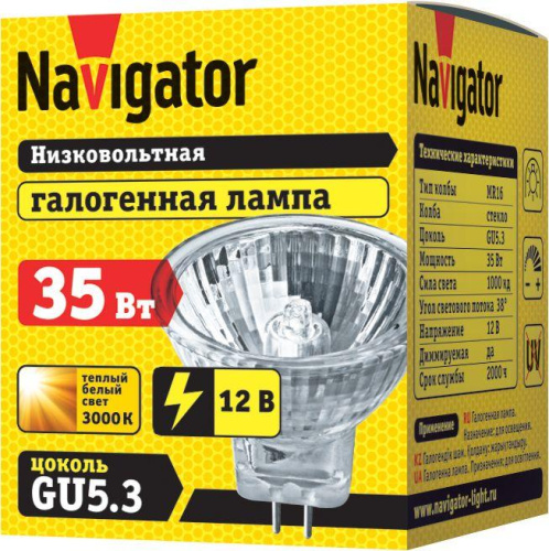 Лампа галогенная 94 203 MR16 35Вт 12В 2000h Navigator 94203 фото 2