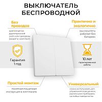 Выключатель дистанционного управления 230V 500W двухклавишный, TM82, белый FERON