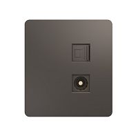Розетка ROUND компьютерная RJ45 кат6 + TV с/у титан KRANZ