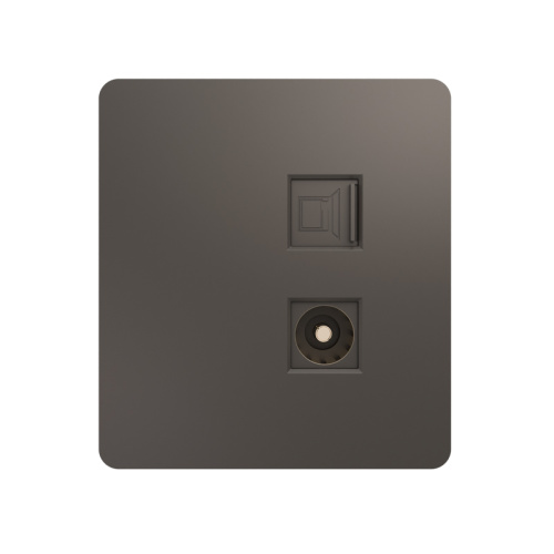 Розетка ROUND компьютерная RJ45 кат6 + TV с/у титан KRANZ