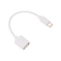 Кабель USB OTG, шт. Type-C – гн. USB-А, 2,4A, 0,15м, ПВХ, белый REXANT