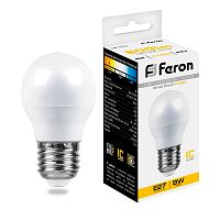 Лампа светодиодная,  (9W) 230V E27 2700K G45, LB-550 FERON