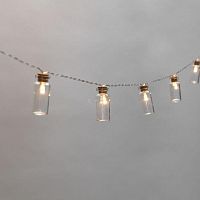 Гирлянда светодиодная Баночки 10 LED, теплый белый, 1,5 метра, прозрачный ПВХ, питание 2хАА