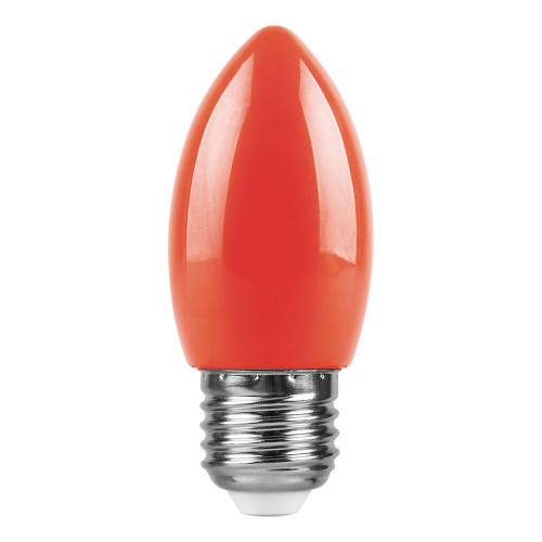 Лампа светодиодная,  (1W) 230V E27 красный C35, LB-376 FERON фото 2