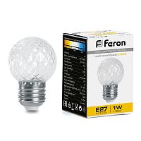 Лампа-строб, (1W) 230V E27 2700K G45 прозрачая, LB-377 FERON