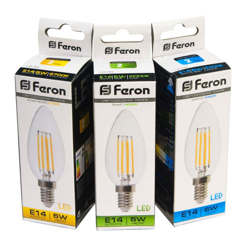 Лампа светодиодная, (5W) 230V E14 2700K, LB-58 FERON фото 3