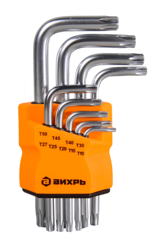 Набор ключей имбусовых Вихрь Torx , 9 шт, T10-T50