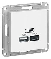Розетка USB AtlasDesign тип A+C 5В/2.4А 2х5В/1.2А механизм белый SE ATN000139