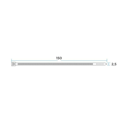 Стяжка нейлоновая 150 x 2,5 мм, белая (упак. 100 шт)  PROconnect фото 3