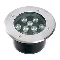 Светодиодный светильник тротуарный (грунтовый) Feron SP2803, 10W, AC/DC12V, низковольтный, 3000К, металлик, 160*H90mm, вн.диаметр: 110mm, IP67