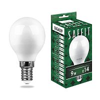 Лампа светодиодная, 9W 230V E14 4000K G45, SBG4509 SAFFIT